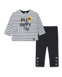 Sweat-shirt et leggings peluche fleurs fille gris bee happy Sweat-shirt et leggings peluche fleurs fille gris bee happy