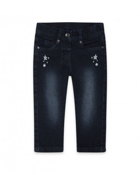 Pantalon en jeans avec détail étoiles fille bleu glaciar Pantalon en jeans avec détail étoiles fille bleu glaciar
