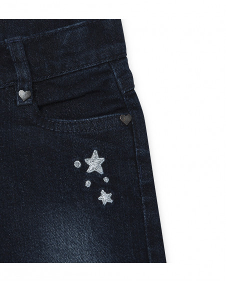 Pantalon en jeans avec détail étoiles fille bleu glaciar Pantalon en jeans avec détail étoiles fille bleu glaciar