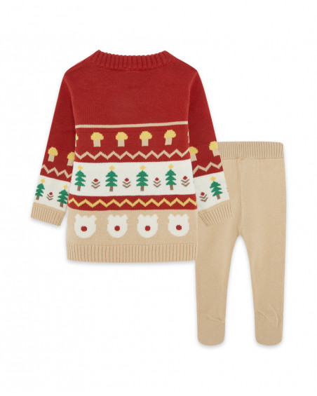 Ensemble en tricot long avec pieds garçon rouge brownie bears Ensemble en tricot long avec pieds garçon rouge brownie bears