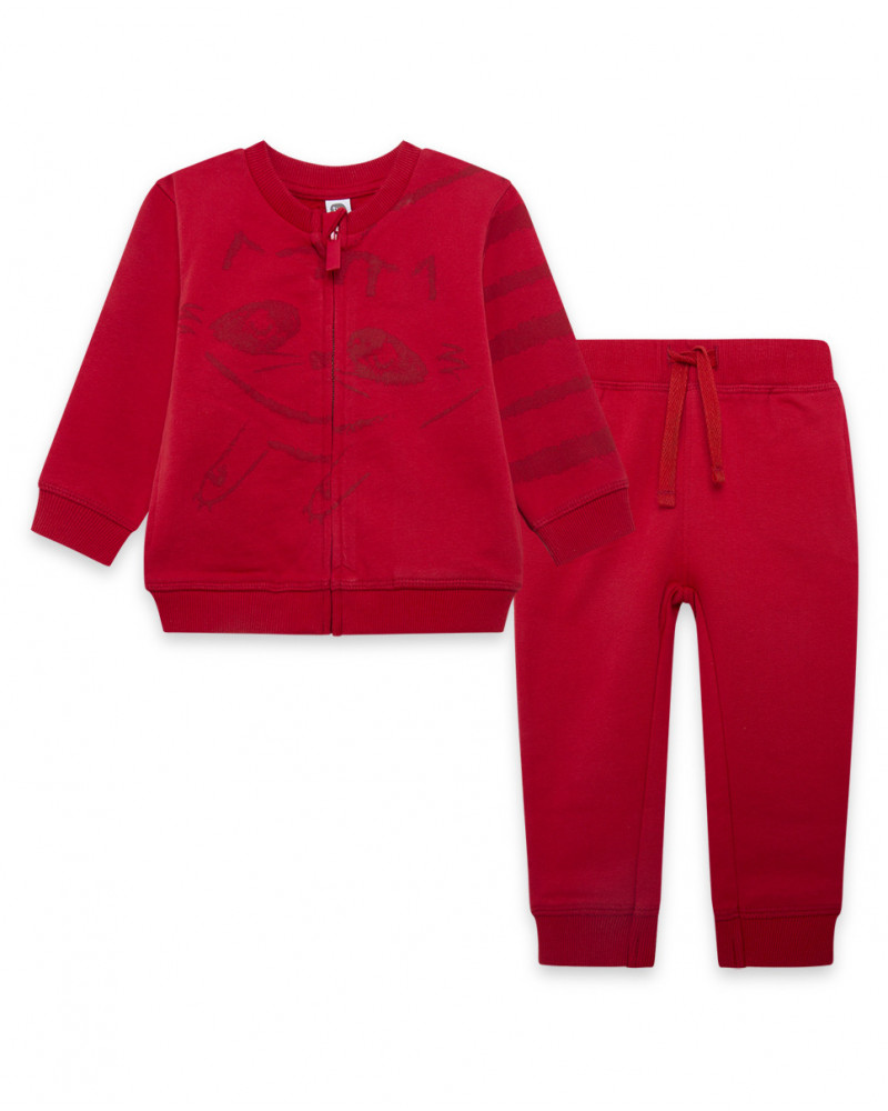 Survêtement coton molletonné raton laveur garçon rouge city