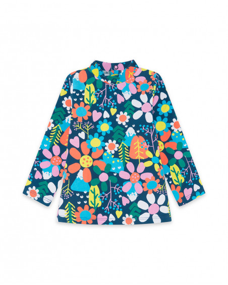Tee-shirt en jersey fleurs fille bleu color hikers Tee-shirt en jersey fleurs fille bleu color hikers