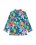 Tee-shirt en jersey fleurs fille bleu color hikers Tee-shirt en jersey fleurs fille bleu color hikers