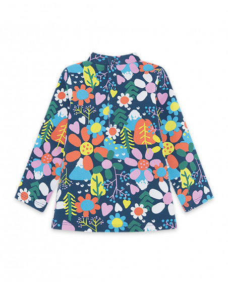 Tee-shirt en jersey fleurs fille bleu color hikers Tee-shirt en jersey fleurs fille bleu color hikers