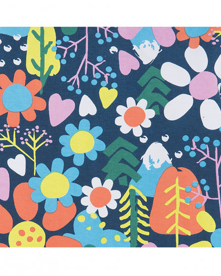 Tee-shirt en jersey fleurs fille bleu color hikers Tee-shirt en jersey fleurs fille bleu color hikers