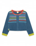 Veste en tricot boutons fille bleue color hikers Veste en tricot boutons fille bleue color hikers