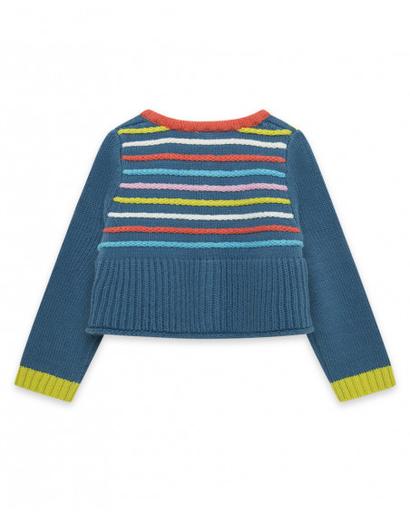Veste en tricot boutons fille bleue color hikers