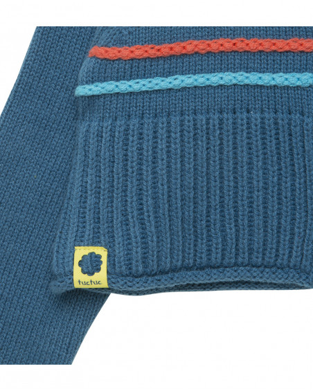 Veste en tricot boutons fille bleue color hikers