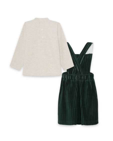 Robe velours côtelé et t-shirt boutons fille verte highlands Robe velours côtelé et t-shirt boutons fille verte highlands
