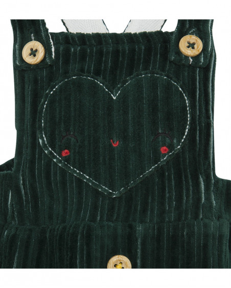 Robe velours côtelé et t-shirt boutons fille verte highlands Robe velours côtelé et t-shirt boutons fille verte highlands