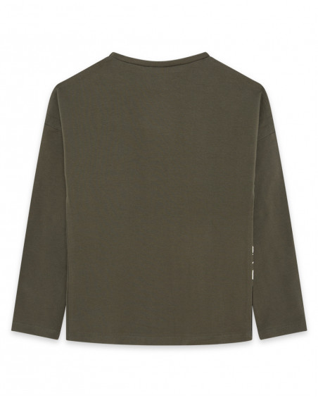 Tee-shirt en jersey message fille vert hidden nature