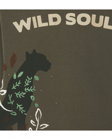 Tee-shirt en jersey message fille vert hidden nature