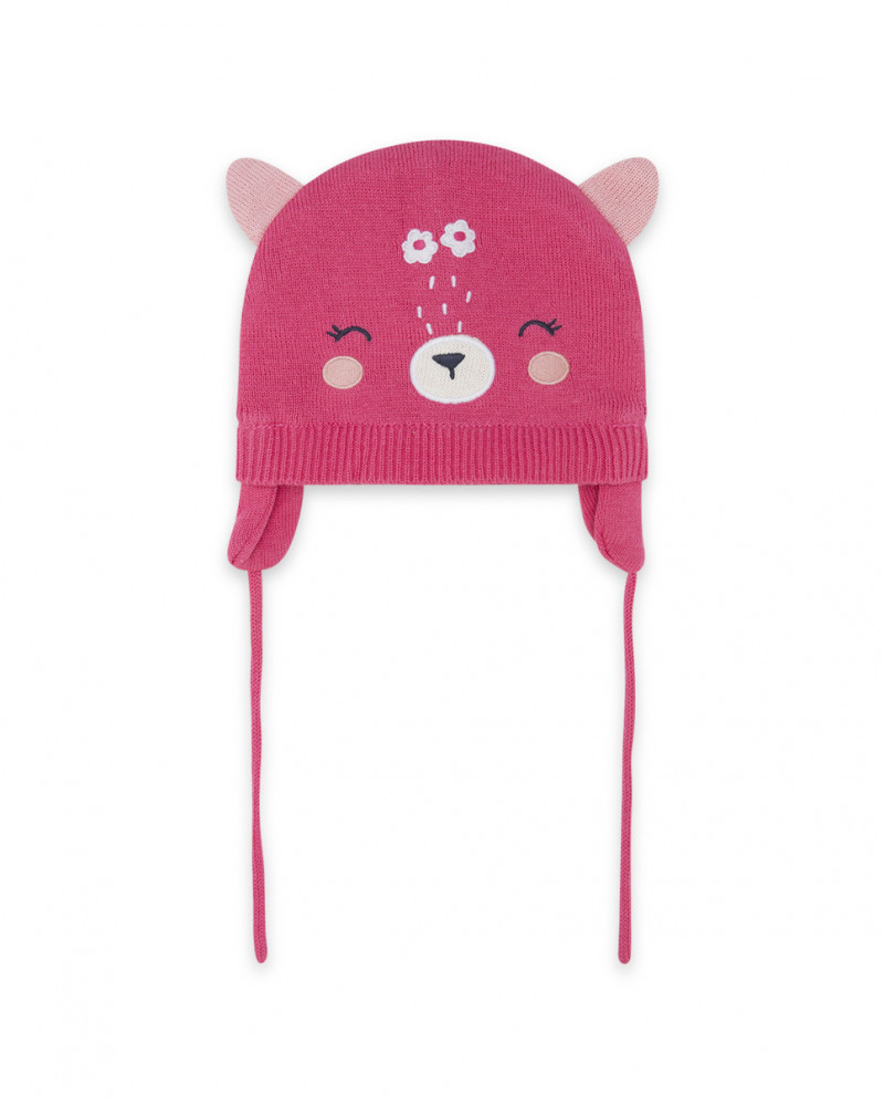 Bonnet en tricot visage fille rose dancing in the woods