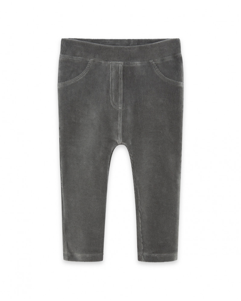 Jeggings velours côtelé et jersey avec détail poche garçon gris