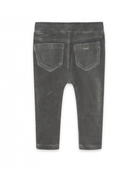 Jeggings velours côtelé et jersey avec détail poche garçon gris
