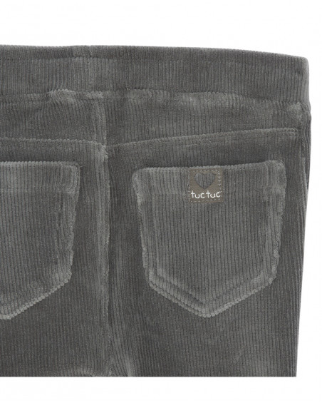 Jeggings velours côtelé et jersey avec détail poche garçon gris