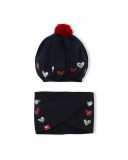 Bonnet et cache-cou en tricot coeurs fille bleu hello london Bonnet et cache-cou en tricot coeurs fille bleu hello london