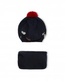 Bonnet et cache-cou en tricot coeurs fille bleu hello london Bonnet et cache-cou en tricot coeurs fille bleu hello london