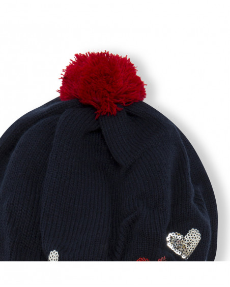 Bonnet et cache-cou en tricot coeurs fille bleu hello london Bonnet et cache-cou en tricot coeurs fille bleu hello london