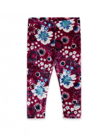 Leggings en jersey velvet fleurs fille roses kyoto girls Leggings en jersey velvet fleurs fille roses kyoto girls