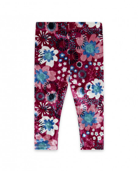 Leggings en jersey velvet fleurs fille roses kyoto girls Leggings en jersey velvet fleurs fille roses kyoto girls