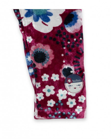 Leggings en jersey velvet fleurs fille roses kyoto girls Leggings en jersey velvet fleurs fille roses kyoto girls