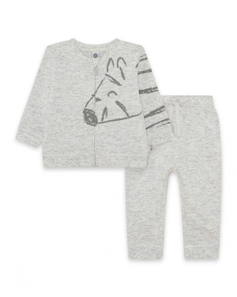 Survêtement coton molletonné zèbre garçon gris city gamer