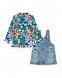 Robe en jeans et tee-shirt fleurs fille bleue color hikers Robe en jeans et tee-shirt fleurs fille bleue color hikers