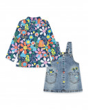 Robe en jeans et tee-shirt fleurs fille bleue color hikers Robe en jeans et tee-shirt fleurs fille bleue color hikers
