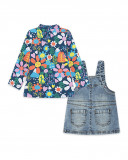 Robe en jeans et tee-shirt fleurs fille bleue color hikers Robe en jeans et tee-shirt fleurs fille bleue color hikers