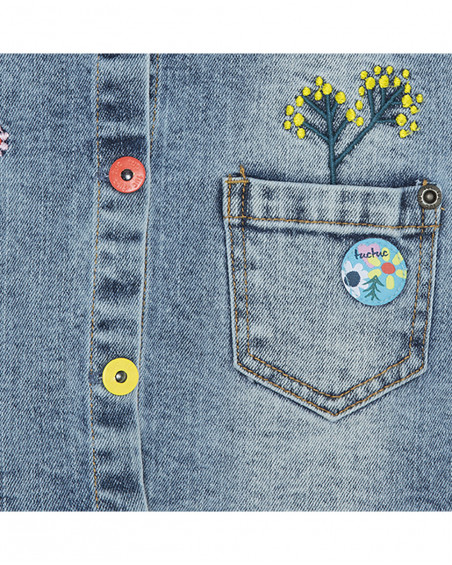 Robe en jeans et tee-shirt fleurs fille bleue color hikers Robe en jeans et tee-shirt fleurs fille bleue color hikers