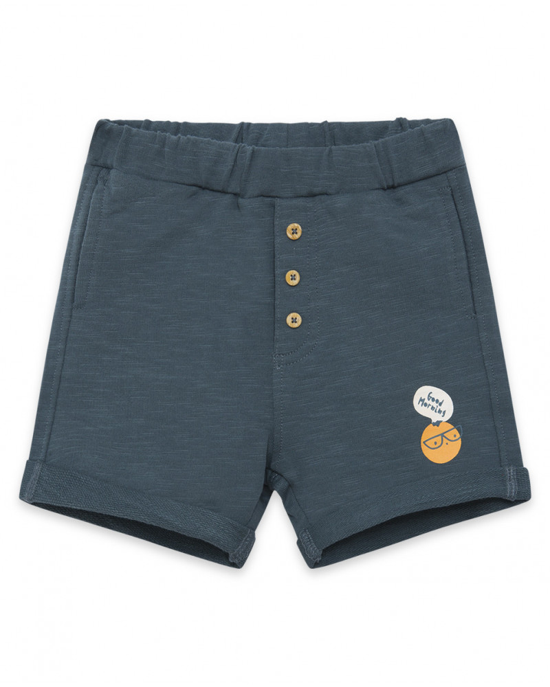 Bermuda en coton molletonné boutons garçon bleue basicos kids