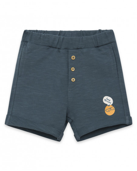 Bermuda en coton molletonné boutons garçon bleue basicos kids Bermuda en coton molletonné boutons garçon bleue basicos kids