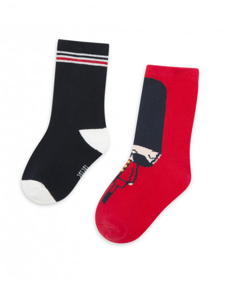 Lot 2 chaussettes imprimés garçon bleues hello london Lot 2 chaussettes imprimés garçon bleues hello london
