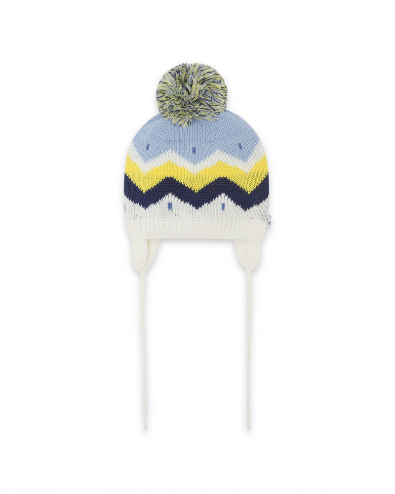Bonnet en tricot pompon garçon bleu it's cold