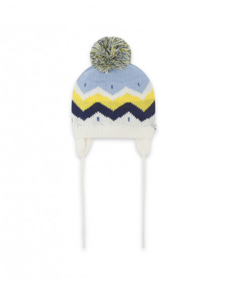 Bonnet en tricot pompon garçon bleu it's cold Bonnet en tricot pompon garçon bleu it's cold