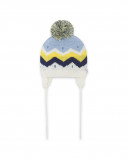 Bonnet en tricot pompon garçon bleu it's cold Bonnet en tricot pompon garçon bleu it's cold