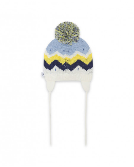 Bonnet en tricot pompon garçon bleu it's cold Bonnet en tricot pompon garçon bleu it's cold