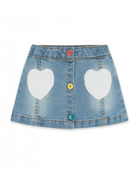 Jupe en jeans coeurs fille bleue color hikers Jupe en jeans coeurs fille bleue color hikers
