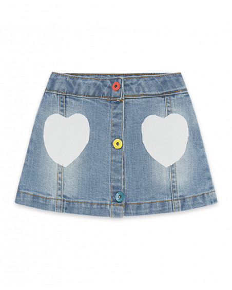 Jupe en jeans coeurs fille bleue color hikers Jupe en jeans coeurs fille bleue color hikers
