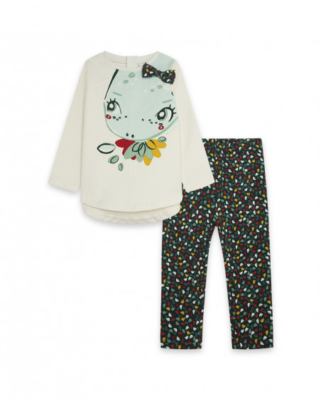 T-shirt et leggings en jersey imprimé fille blanc highlands T-shirt et leggings en jersey imprimé fille blanc highlands