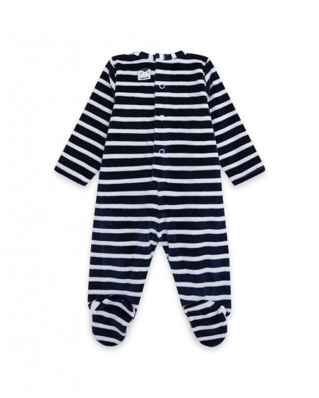 Grenouillère velours ouvert. arriére avec pieds garçon bleu Grenouillère velours ouvert. arriére avec pieds garçon bleu