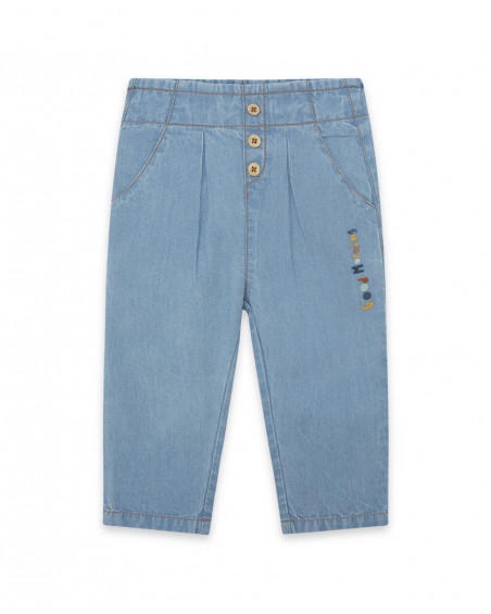 Pantalon en jeans boutons fille bleu basicos kids Pantalon en jeans boutons fille bleu basicos kids