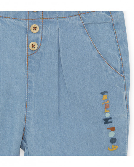 Pantalon en jeans boutons fille bleu basicos kids Pantalon en jeans boutons fille bleu basicos kids