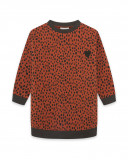 Robe en coton molletonné imprimé fille orange hidden nature Robe en coton molletonné imprimé fille orange hidden nature