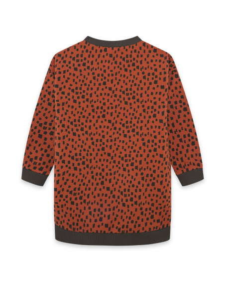 Robe en coton molletonné imprimé fille orange hidden nature Robe en coton molletonné imprimé fille orange hidden nature