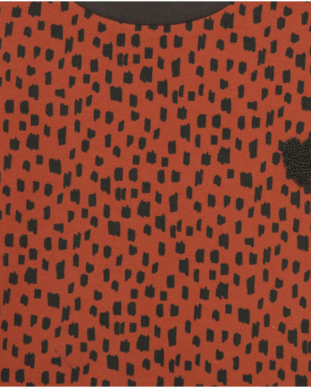 Robe en coton molletonné imprimé fille orange hidden nature Robe en coton molletonné imprimé fille orange hidden nature