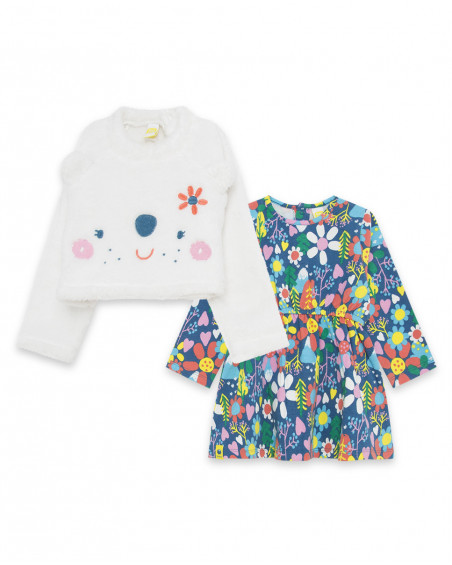 Robe et sweat-shirt en fourrure teddy fille bleue color hikers Robe et sweat-shirt en fourrure teddy fille bleue color hikers
