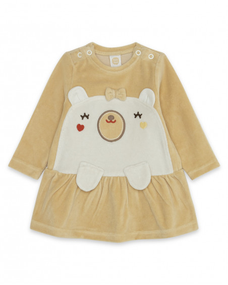 Robe velours petit ourson fille beige brownie bears Robe velours petit ourson fille beige brownie bears