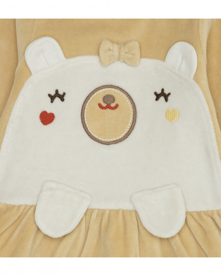 Robe velours petit ourson fille beige brownie bears Robe velours petit ourson fille beige brownie bears